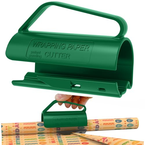 Geschenkpapier Schneider für Rollen, Geschenkpapier-Schneider, 1PCS Cutter, tragbarer Papierschneider, Weihnachten usw (Grün)