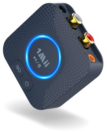 1Mii Bluetooth 5.3 Empfänger für Stereoanlage, HiFi Kabelloser Audio Adapter mit aptX HD & Low Latency, 3,5mm-Klinke & Cinch, 15 Std. Akkulaufzeit, 3D Surround