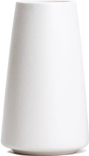 Keramikvase – Blumenvase Weiß, 15cm Minimalistischer Moderne Pampasgras Vase, Bauernhaus Tischregal Boho Deko, passend für Wohnzimmer, Schlafzimmer, Küche, Bürotisch (Reines Weiß, klein)