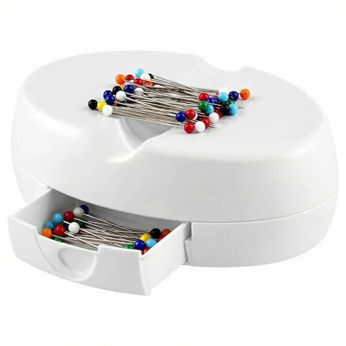 QWORK® Magnetisches Nadelkissen mit Schublade – Starker Magnet, inkl. 50 Quiltnadeln, Vielseitige Verwendung