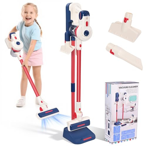 Spielzeugstaubsauger für Kinder, 3-in-1-Staubsauger-Spielzeugset, ,Kinderstaubsauger mit realistischen Funktionen, Staubsaugerspielzeug ab 3 Jahren, Haushaltsspielzeug für Jungen und Mädchen