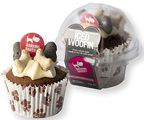 The Barking Bakery Vanille-Woofin mit Vanilleglasur – Hunde-Cupcake für mittelgroße und große Hunde – Hundeleckerlis für Geburtstage und Anlässe – Zutaten in menschlicher Qualität – handgefertigt