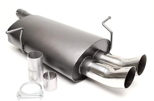 Sportendschalldämpfer Sportauspuff DTM Endschalldämpfer Stahl 2x76mm hoch rund scharf mit ABE für 3er e46 - Eintragungsfrei - 1034165