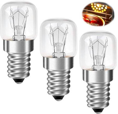 HstiaLving 3 Stück Backofenlampe, 25W Leuchtmittel Backofen-Glühbirne | Dimmbar warmweisses Licht, für Backofen Mikrowelle Dunstabzugshaube Lampe Salzlampe,einfache Installation