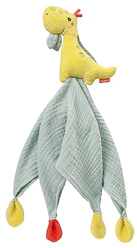 Fehn Schmusetuch Baby Spielzeug Dino - Schnuffeltuch für Neugeborene - Einschlafhilfe Kuscheltier Schnullertuch Nuckeltuch- Kuscheltuch Schlaftier für Babys und Kleinkinder ab 0+ Monaten