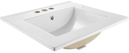 VEVOR Halbeinbauwaschbecken Handwaschbecken 510 x 465 mm rechteckiges Aufsatzwaschbecken mit Überlauf & 3 Wasserhahnlöchern, modernes Einbauwaschbecken für kleine Räume Küchen Badezimmer Weiß