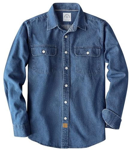 Dubinik® 8.8 oz Jeanshemden Herren Langarm Freizeithemden für Männer Knöpfe | Baumwolle, Warm, Freizeit, Casual, Doppeltasche, Regular Fit, Workwear, Cowboystil, Geeignet für Arbeit, Alltag, Winter