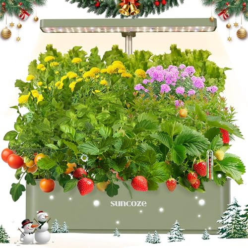 SUNCOZE Hydroponisches Anzuchtsystem, Indoor Kräutergarten Set mit LED-Wachstumsleuchte, Smart Garden 12Pods, höhenverstellbar, 4L Wassertank, leise intelligente Pumpe, für Zuhause, Küche, Grün