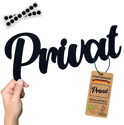 DKWRK3D Privat Türschild klebend - Kunststoff Türaufkleber - Kein Zutritt Schild Schwarz - Aufkleber Tür Beschriftung WC - Klebeschild Zimmer - Kein Durchgang Schriftzug Dekoration Toilette (L)