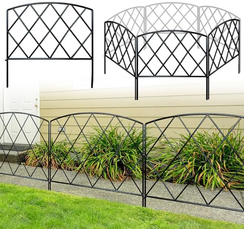 Thealyn Dekorativer Gartenzaun aus Metall, 61 cm breit x 61 cm hoch (5 Paneele, Gesamtlänge: 3 m), Metallbordüre, Klappzaun, Landschaftszaun für Blumenbeet, Bäume, Tierbarriere