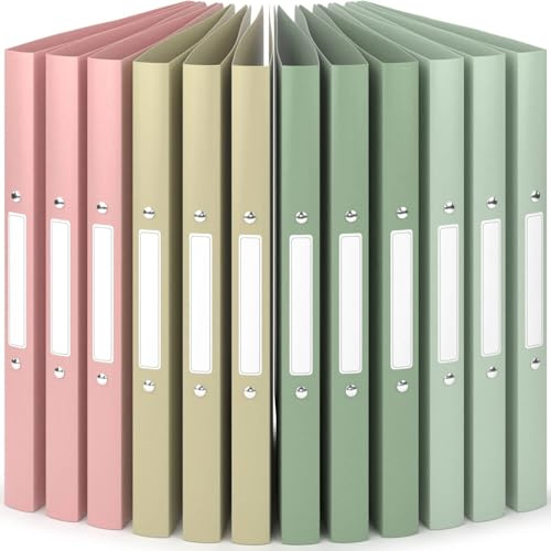 ACROPAQ - 12 x Ringbuch A4 - Mit 2 Ringen, Mit Rückenetiketten, Rückenbreite 2,5 cm, Erde, Natur Farbkollektion - Ringhefter, Ringordner, Ordner A4 Schmal, Ringmappe A4, Schulordner