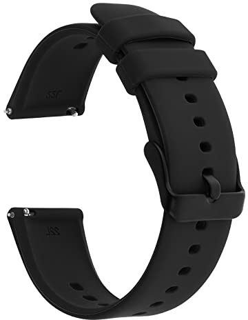 TIESOME Ersatz Uhrenarmbänder Silikon, Uhrenarmband mit Schnellverschluss Ersatzbänder Watch Straps, Uhren Zubehör Uhrenarmbänder Watch Band (22mm, Schwarz)