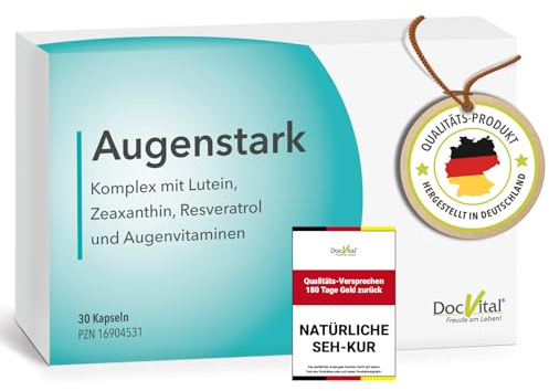DocVital® Augenvitamine Lutein Zeaxanthin Vitamin A - Augenstark Vital Komplex hochdosiert – mit Vitamin A und B2 zur Erhaltung normaler Sehkraft - Augen Vital Kapseln