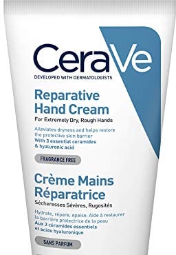 CeraVe Regenerierende Handcreme, Sanfte Creme bei empfindlicher Haut, Ohne Duftstoffe, Bei Neurodermitis oder Allergien, Mit Hyaluronsäure und essenziellen Ceramiden, 50 ml