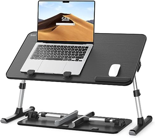 Tisch, Betttisch, SAIJI Laptop Ständer,Frühstückstablett, 5 Höhen, 4 Winkel, Stabiler Klapptisch für Bett Sofa Schreibtisch, bis zu 17'' Laptop (60 * 33cm Schwarz)
