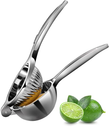 Rekix Zitronenpresse, Zitruspresse, Saftpresse Manuell, Zitronenpresse Handpresse, Limettenpresse Klein, Lemon Squeezer, Citrus Juicer, Entsafter, Zitronenscheibenpresse, Bar Cocktail Zubehör, Silber