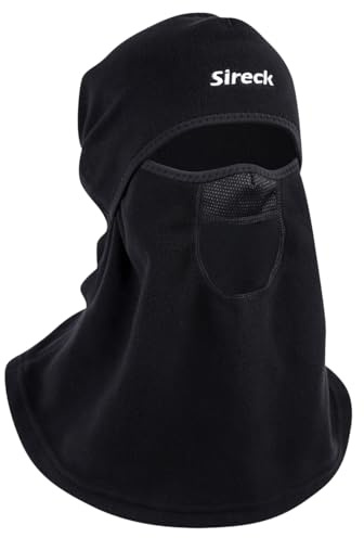 Sireck Sturmhaube für kaltes Wetter, Skimaske für Herren und Damen, Winddichte Fleece-Thermo-Vollgesichtsmaske, Winterausrüstung, Nackenwärmer für Skifahren, Motorrad, Jagd, Radfahren (schwarz,