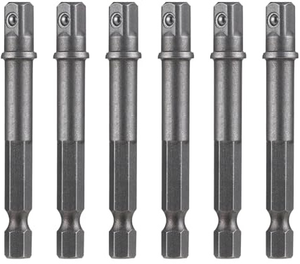 Stecknuss Adapter, 6-teilig, Stecknuss-Adapter Set, 1/4-Zoll-Sechskantadapter, Vierkant, Sechskantschaft für Bohrmaschine und Akkuschrauber, Bit-Halter