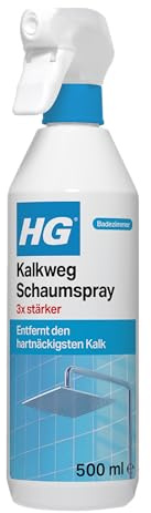 HG Kalkentferner-Schaumspray Super Stark, effektiver Kalkentferner für Armaturen, Toiletten, Duschköpfe, Chrom, Badewannen & Duschwände - 500 ml