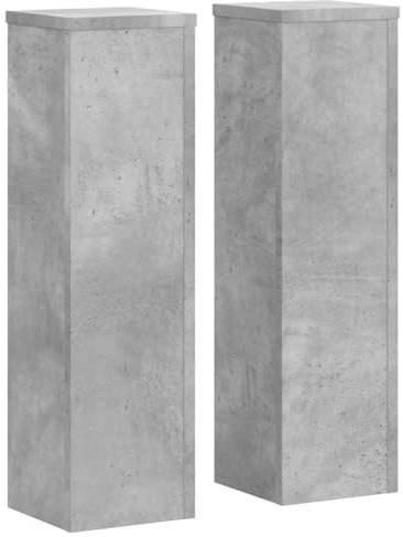 vidaXL Pflanzenständer 2 Stk., Blumenständer Hohle Konstruktion, Dekosäule Podest für Pflanzen Dekoartikel, Blumenhocker Blumensäule, Betongrau Holzwerkstoff