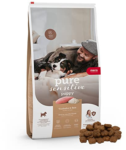 MERA Pure Sensitive Puppy mit Truthahn und Reis (4kg), leicht verdauliches Welpenfutter, glutenfreies Trockenfutter ohne Weizen