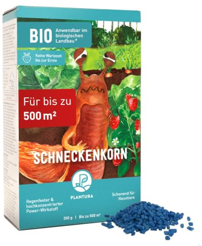 Plantura Schneckenkorn, Vorteilspack 350 g für 500 m² | Regenfester Power-Wirkstoff, hochwirksame Schneckenbekämpfung an Obst, Gemüse & Zierpflanzen, schonend für Haustiere