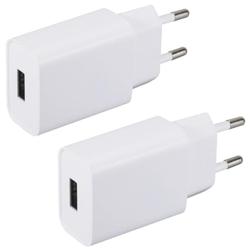 2er-Pack USB Netzteil 5V 2A USB Ladegerät Stecker Netzstecker Steckdosenadapter Ladestecker kompatibel mit Kopfhörer,Smartwatch,LED-Licht,Bluetooth-Geräte,etc.