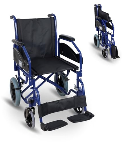 Mobiclinic®, Faltbarer rollstuhl, Maestranza, Feststellbremsen, 45 cm sitzhöhe, Abnehmbare fußstützen, Abklappbare und gepolsterte armlehnen, Kleine räder, Robust, Farbe schwarz