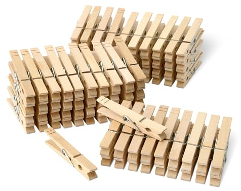 Amazon Basics Wäscheklammern aus Holz mit Feder, 100 Stück
