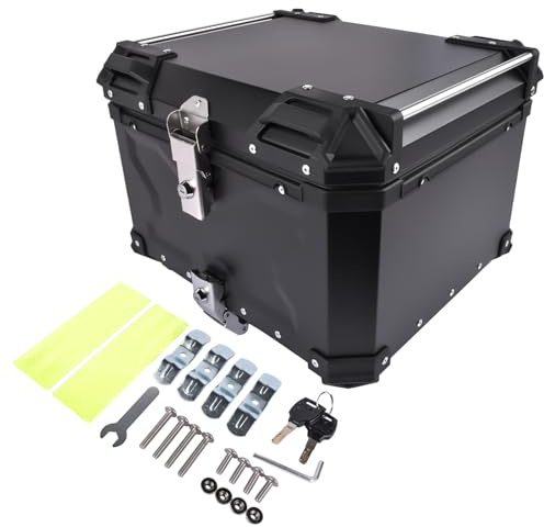 Bisenya 55L Motorrad Topcase, Motorrad Heckbox Reisen Motorradkoffer mit Sicherheitsschloss für Motorradhelm Helm, Wasserdicht Motorrad Top Box (Schwarz)