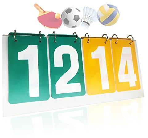 WishesMar 4-Stellig Tragbare Flip Anzeigetafel 4 Ziffern Kerbe Zähltafel Wettkämpfe Sportanzeigetafel Punktetafel Punktezähler für Basketball Badminton Volleyball Tischtennis Fußball #C