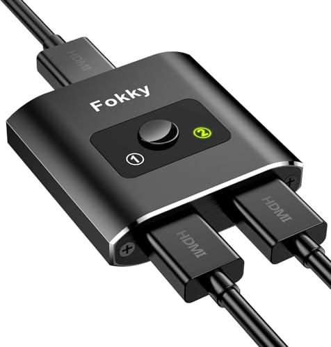Fokky HDMI Switch HDMI Splitter 4K@60Hz, Aluminium Bidirektional HDMI Switch 2 in 1 Out oder 1 in 2 Out HDMI Verteiler, HDMI Switcher Unterstützt HD 4K 3D 1080P für Xbox PS4 HDTV Blu-Ray DVD