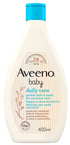 Aveeno Baby Daily Care Sanftes Bade- und Duschgel, Baby-Badebad für eine gründliche Reinigung empfindlicher Haut, Baby-Schaumbad mit Hafer, 400 ml