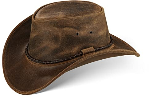 Black Forest Fox Damen Herren Cowboy Hut NEMI in 3 Farben Unisex (Vintage Braun, XL)