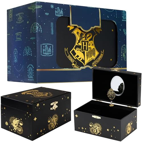 Harry Potter Schmuckaufbewahrung Geschenke Schmuckkästchen Magische Aufbewahrung mit Spieluhr und Spiegel mit Musik Hogwarts Fanartikel Geburtstag