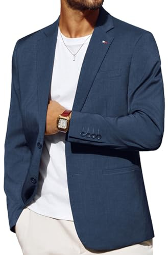 PJ PAUL JONES Sakko Herren Sportlich Slim Fit Business Blazer 2 Knöpfe Anzugjacke für Hochzeit (L, Navy Blau)