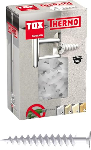 TOX Dämmstoffdübel M Thermo 50 mm, Dübel für Dämmstoff ohne Vorbohren oder Spezialwerkzeug, verhindert Wärmebrücken, für EPS, XPS 20, PUR und Holzfaserplatten, 50 Stück im Karton, 072100221 Weiß, 50mm