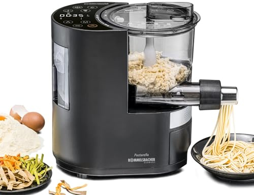 ROMMELSBACHER Elektrische Nudelmaschine PM 220 – bis zu 800 g frische Pasta, integrierte Waage, gesteuerte Wasserzufuhr, 6 vollautomatische Programme, Edelstahl Pressschnecke, 7 Nudelformen, Lüfter