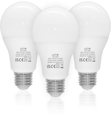 LUTW 12W E27 LED Warmweiss 3000K, 1200 Lumen Glühbirne E27 A60, 3 Stück | Leuchtmittel E27 Warmweiß, Ersetzt 100W Glühlampe, 220°Abstrahlwinkel Energiesparlampe, Nicht Dimmbar