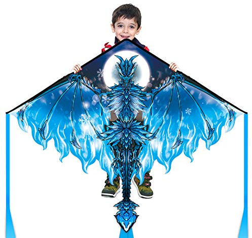 Großer Drachen für Kinder, Erwachsene & Anfänger, Einleiner‑Flugdrachen | Mit 91‑m‑Schnur, leicht montierbarer Drachen, extrem einfach startbarer Flugdrachen für den Strand