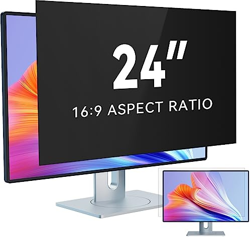 IPROKKO 24 Zoll Computer Sichtschutzfolie for 16:9 Monitor, Abnehmbarer Sichtschutz Anti Blaulicht Blendschutz Blickschutzfolie Displayschutz Blickschutzfilter für 24 zoll Hp Dell Acer Lenovo Asus