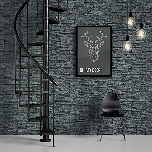 DOLLE Calgary Spindeltreppe mit Geländer, Ø 120 cm, Höhe 244,8–280,8 cm | Wendeltreppe innen, komplett in Anthrazit, Buche-Multiplexstufen, links/rechts montierbar, Deckenöffnung mind. 130 x 130 cm
