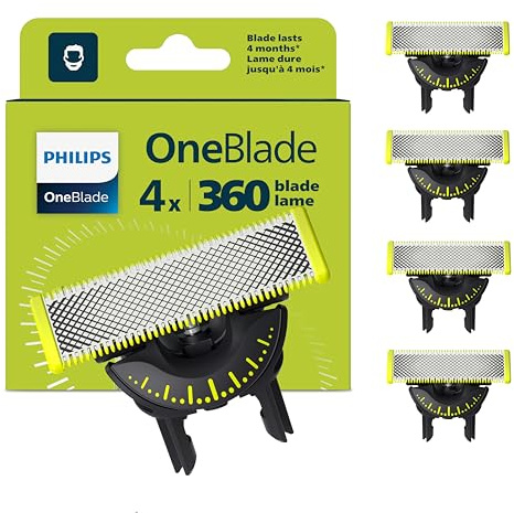 Philips OneBlade Original 360-Klingen, passend für alle OneBlade und Pro Modelle, original von Philips, 4er-Pack (Modell QP440/50)