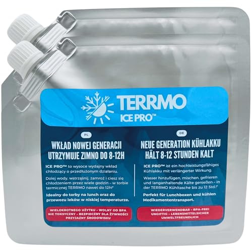 TERRMO Ice PRO™ Kleine Kühlakkus für Kühltasche, Brotdose, Kühlbox, Medikamenten | Extra Lange Kühldauer | Wiederverwendbar, Hochleistungsfähig | Kühlelemente, kühlpack 350ml & 19x16cm (2er Pack)