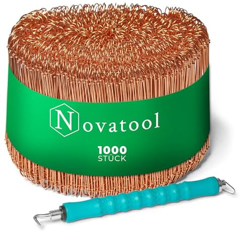 Novatool Drillapparat Driller SW + 1000 Stück Rödeldraht mit Ösen 1 x 120mm Bindedraht verkupfert, Drilldraht, Drahtbinder, Ösendraht, Rödelzange bewehrungsverbinder Alternative Eisenbindegeräte