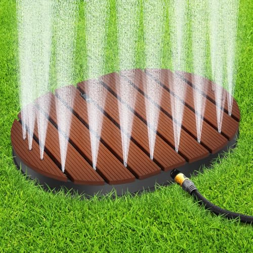 Jaxguom Gartendusche Bodendusche Außendusche, 22 Kupferdüsen & Fußrad, WPC Holzoptik, rutschfest, Wetterfest, Bis 4m Fontänenhöhe, Pooldusche, Saunadusche, Campingdusche