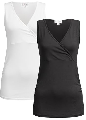 Herzmutter Stilltop Umstandstop 2X OekoTex Schwangerschaft 6700 | Oberteil Schwangere Stillfunktion atmungsaktiv Viskose 2er-Set