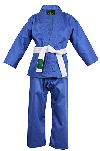 Hanni-Care Judoanzug Judo Anzug Blau mit Weißen Gürtel 110-200 - BLU (180)