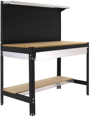 Simon Rack Werkbank Werkstatt mit Lochwand und Schublade 910x610 mm - BT3 | Lochwand und Schublade, Holzplatte 16 mm, Tragfähigkeit 400 kg, Korrosionsschutzlackierung, Anthrazit