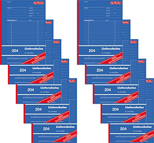 Herlitz 1932839 Lieferschein-Buch A5 204 2x40 Blatt, selbstdurchschreibend (10 Stück)